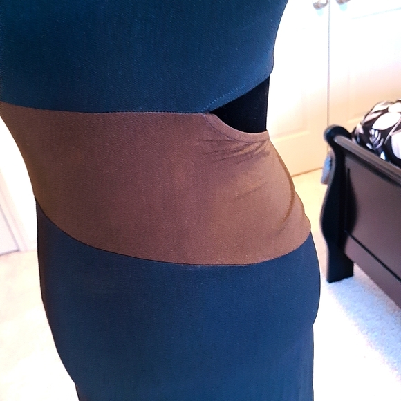 Karen millen black/brown cocktail dress . One shoulder with open side. - Picture 3 of 10